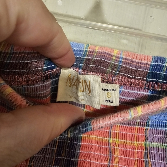 NWT Nation LTD Plaid Primrose Skirt Smocked Waste Side Ties - Picture 3 of 6